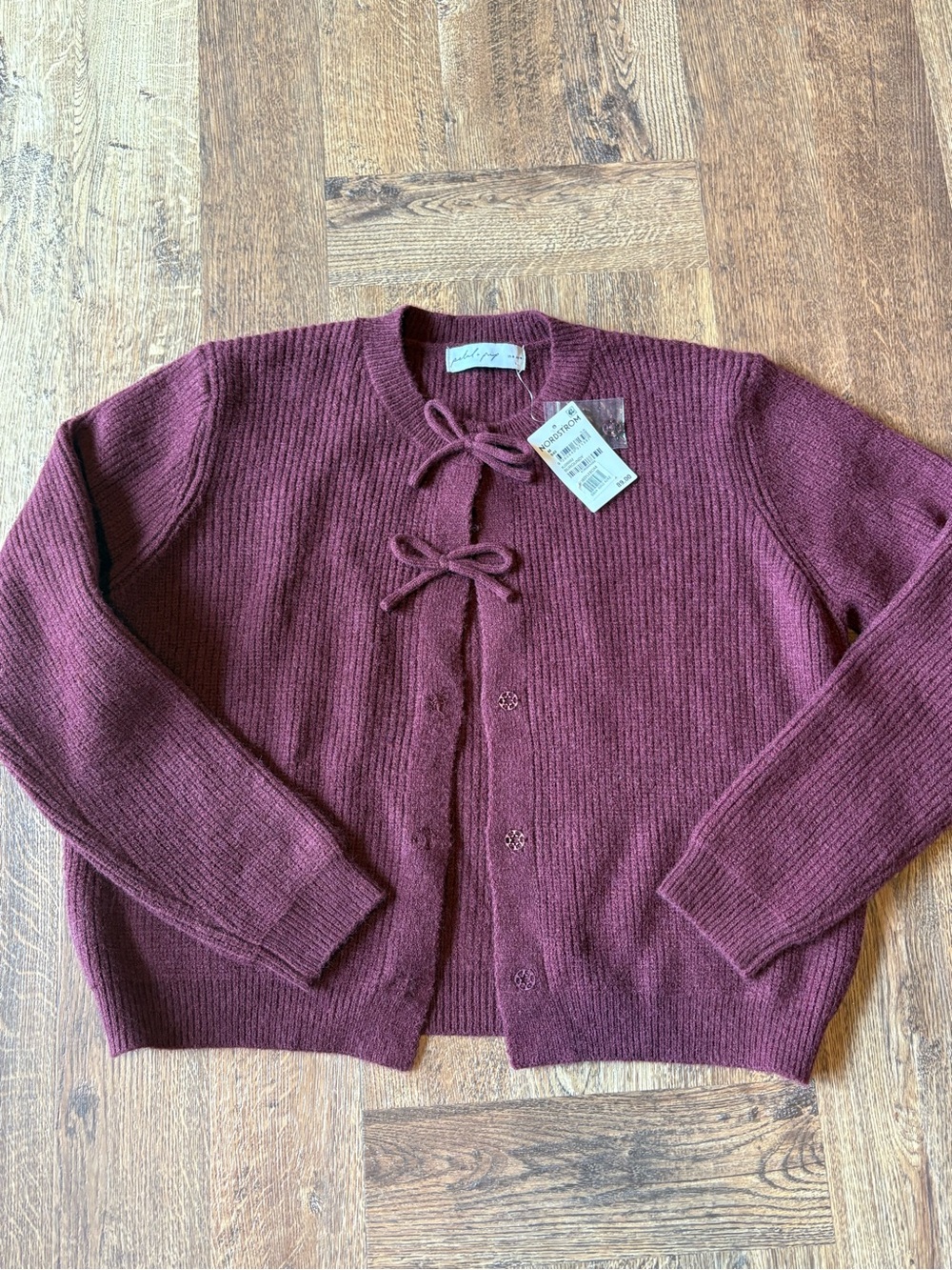 Petal & Pup Burgundy Knit Cardigan with Front Ties M